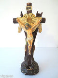 Antique Plaster Church Crucifix 24" Tall, Arma Christi, Weapons of Christ, Blood