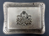 Masonic Lodge Silver 800 Plate Signed L. Gloton Paris, Coupelle en Argent RARE