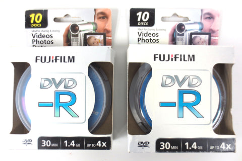 20 New Fujifilm DVD-R Video Photo Data Recordable Disks 30min 1.4Gb Up to 4X