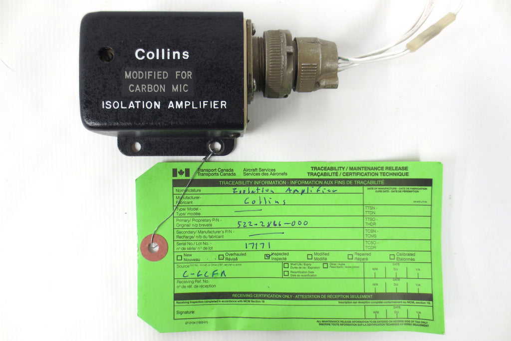 Collins Avionics Insolation Amplifier P/N 522-2866-000, Type 356C-4, Serial 17171, Inspected, Ready to Fly