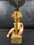 WWIII Steampunk Trump Art Gooseneck Lamp 10X17", Wood Plane, Brass Shell, Doll