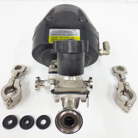 Advantage Spring-to-Close Valve 1" Flange 60 Psi w/ 2155 Diaphragm Valve, Clamps