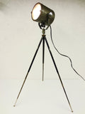 Vintage BKD Germany Camera Tripod 38" with Theater Spotlight Stage Lamp 5" Dia.