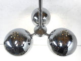 Mid Century Chrome Ceiling Light Fixture Chandelier 3 Feet, Atomic Age, 3 Swiveling Chrome Balls, Eames Reggiani Style