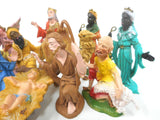 11 Vintage Christmas Manger Creche Figurines Made in Italy, Matching Set, Angel, Kings, Wizards, Beggar, Camel, Baby Jesus, Mary, Joseph
