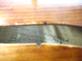 Antique Estate Violin with Bow and Wooden Case, Old Oil Varnish, Aubert Bridge, Poehland Rest, Signed Halus & Bodruger Luthiers