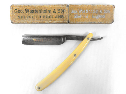 Vintage Wostenholm Sheffield England Peerless Barber Straight Razor with Original Box