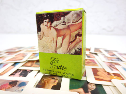 54 Vintage Miniature Pin-Up Nude Model Lithograph Cards from the 1950's in their Original Box, Vintage Cutie Sexy Women, Printed in Japan