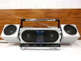 Vintage Futuristic AKAI Boombox 4 Band Cassette Stereo Receiver, Model PJ-R25FU Made in Japan, 2 Detachable Speakers