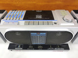 Vintage Futuristic AKAI Boombox 4 Band Cassette Stereo Receiver, Model PJ-R25FU Made in Japan, 2 Detachable Speakers