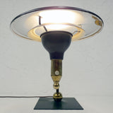 Vintage Mid Century Architect Drafting Lamp Signed Wheeler Sight Light, Dark Army Green, Star Trek Flying Saucer UFO Shape, Swivels 360