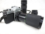 Vintage 1980 Pentax Asahi K1000 with Manual and Prime Lens SMC Pentax-M 1:2 50mm, With Vivitar 70-210mm, Makinon 80-200mm Zoom, Cover