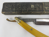 Antique Barber Straight Razor 9 1/2" Bellefontaine Barber's Gem from Montreal, Germany, Hand Painted Barber's Pole, Original Box