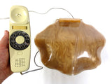 Vintage Clam Shell Oyster Rotary Phone Hand Set 12X10" Translucent, Lucite, Signed and Functional, Kitsch Retro Living Room Phone