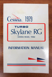 Vintage 1979 Cessna Airplane Pilots' Manual, Turbo Skyland RG Cessna Model TR182, 200 pages, Illustrated