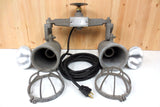 Vintage Industrial Spotlight Light Fixture 500 Watts signed Carlstadt New Jersey, Anti Explosion Domes, Cast Aluminum, Loft and Garage