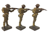 3 WWII Vintage Toy American Soldiers Figurines 3" by Elastolin Lineol, Germany, Matching Set