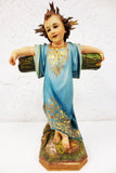 Antique Holy Infant Young Jesus Sculpture 18" Log Crucifix Cross, Glass Eyes, From Montreal Monastery