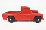 1950's Red Land Rover Pickup Flatbed Rubber Toy Truck by Vinyl Line Germany