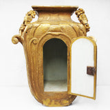 Antique 1880 Rustic Church Tabernacle 33", Carved Tree Trunk, Wine Urn, Lamb