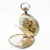 Antique 1880's Aster Pocket Watch Pendant 800 Silver, Open Face, Sec Sub Dial, K&L Case
