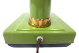 Vintage Mid Century Lmar Gooseneck Hooded Desk Lamp, Green & Gold Metal, Japan
