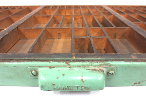 Vintage Hamilton Print Letterpress Typeface Wood Drawer Tray 32X16", 89 Spaces
