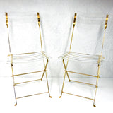 2 Vintage Plexiglass Gold Plated Folding Chairs by Designers Labovici & Berthet
