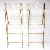 2 Vintage Plexiglass Gold Plated Folding Chairs by Designers Labovici & Berthet