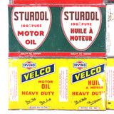 8 Vintage Metal Oil Cans Mobil Esso Sturdol Autogol Energol Irving, Wall Hangers