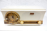 Mid Century 1956 CBS-Columbia Tube Clock Radio Rare Model C231, Gold Details